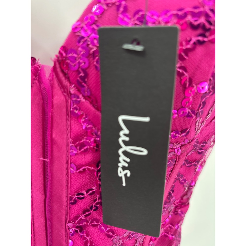 Lulus Magnificent Allure Hot Pink Sequin Corset Mini Dress XXS  Bodycon - Picture 11 of 13